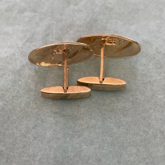 VTG  Cuff Links Tie Bar Goldtone Coloring  Art Nouveau - Picture 6 of 11